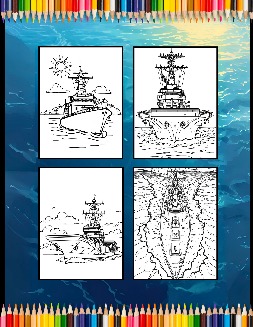 Navy Ship Coloring Book for Adults Men Women Kids Boys Girls Teens Navy Carrier Ship Coloring Sheets Military Navy Coloring Pages Children