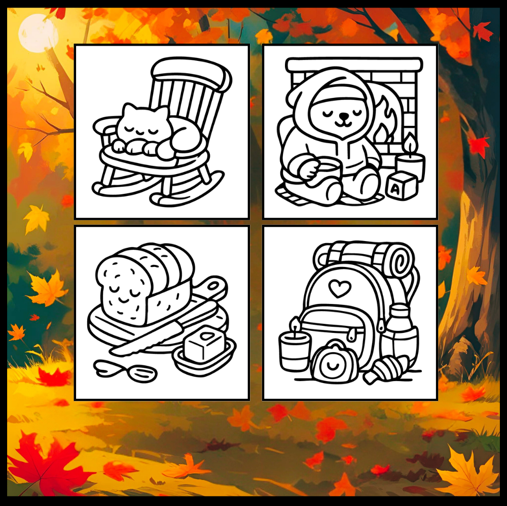 Cute and Cozy Fall Days Vibes Coloring Book for Adults Men Women Kids Boys Girls Teens Super Cute Simple Fall Bold and Easy Coloring Book