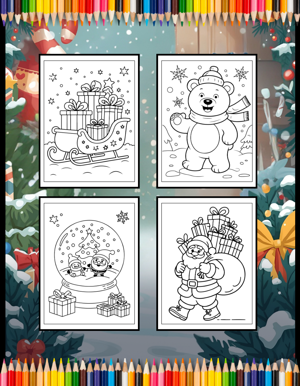 Kawaii Cozy Christmas Coloring Book for Adults Kids Boys Girls Teens Cute Festive Winter Season Holiday Coloring Pages for Children