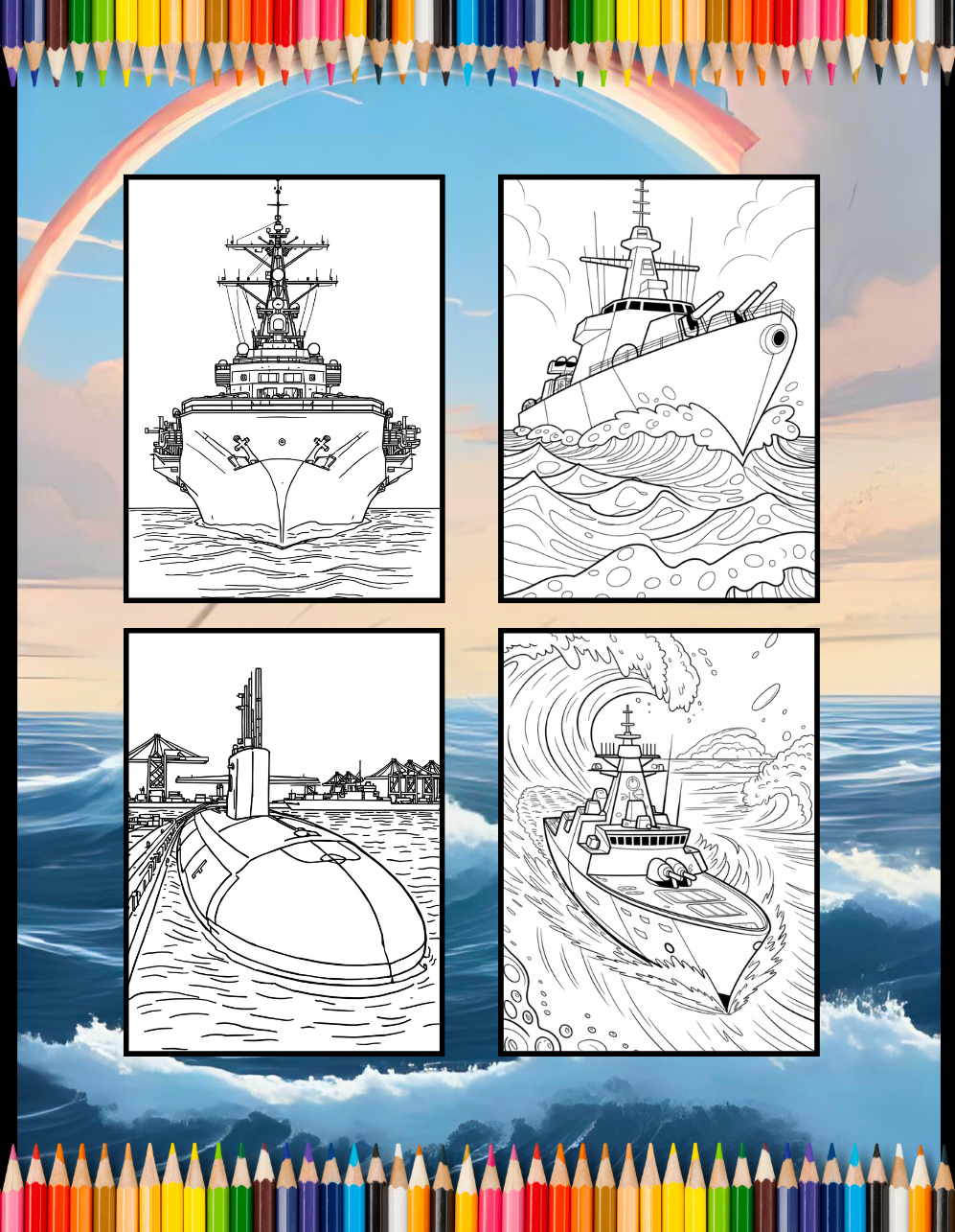 Navy Ship Coloring Book for Adults Men Women Kids Boys Girls Teens Military Children Marine Soldier War Combat Navy Ship Navy Coloring Pages