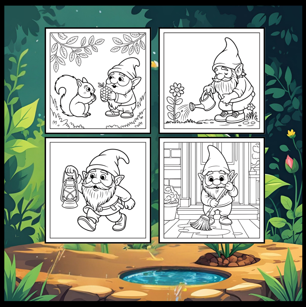 Bold Easy Simple Whimsical Gnome Coloring Sheets Cozy and Comfy Garden Gnomes Coloring Book Gift for Adults Men Women Kids Boys Girls Teens