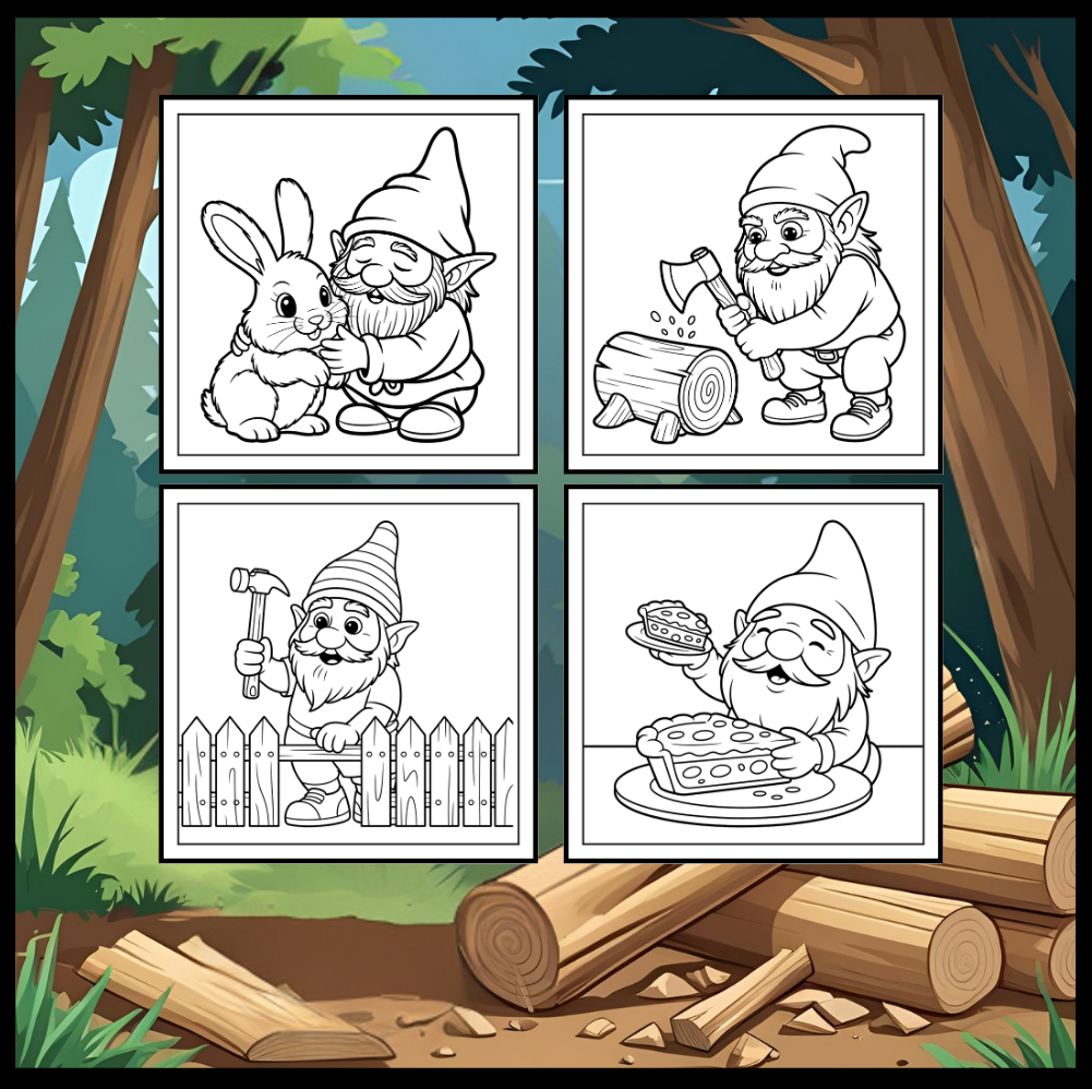 Cozy and Comfy Garden Gnomes Coloring Book Gift for Adults Men Women Kids Boys Girls Teens Bold Easy Simple Whimsical Gnome Coloring Sheets
