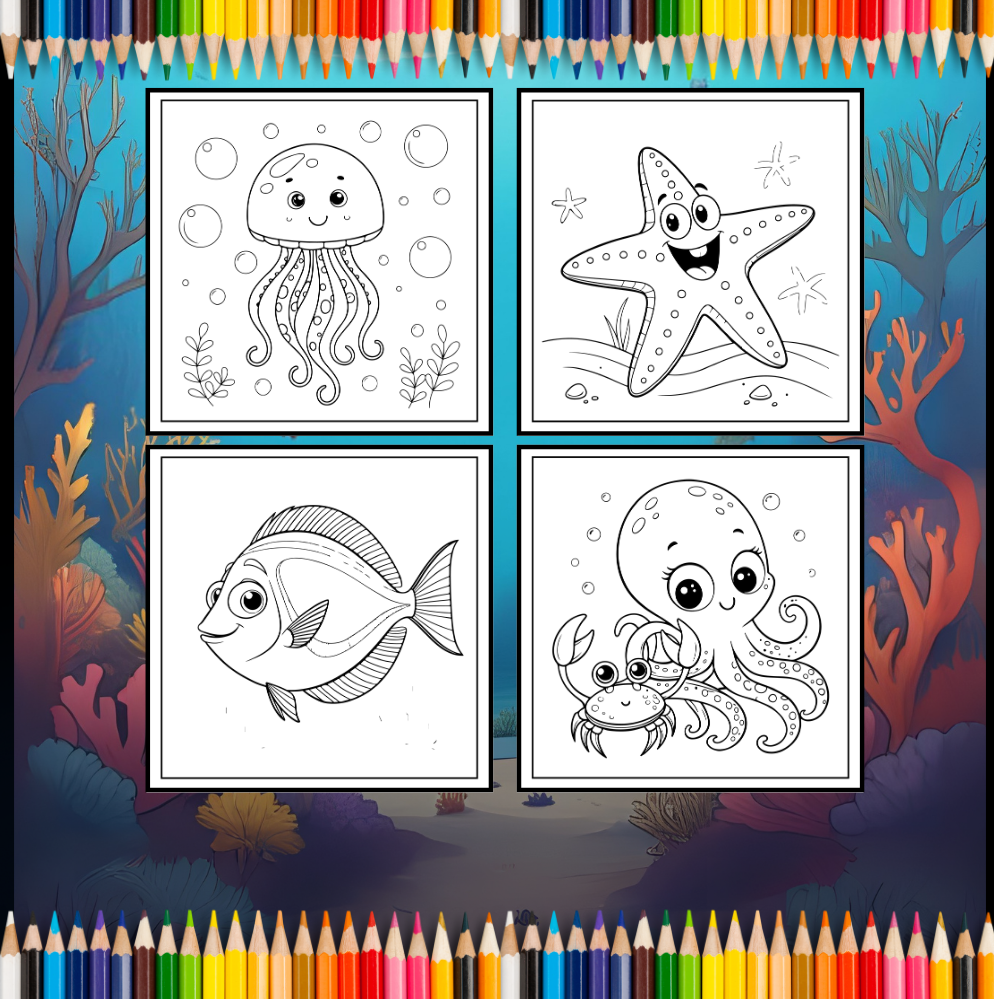 Sea Life Coloring Book for Adults Kids Boys Girls Teens Single Sided Cute Ocean Sea Creatures Coloring Activity Book for Youth Children