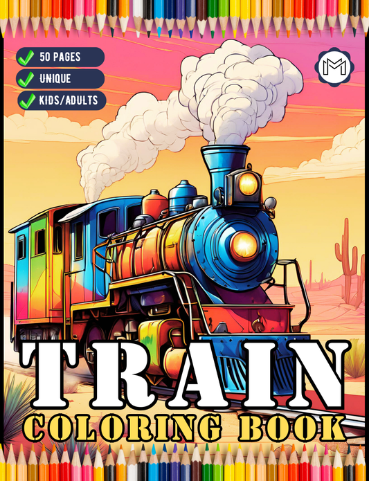 50 Pages Train Locomotive Enthusiasts Coloring Book Gift for Adults Kids Boys Girls Cute Freight Train Coloring Sheets for Train Lover