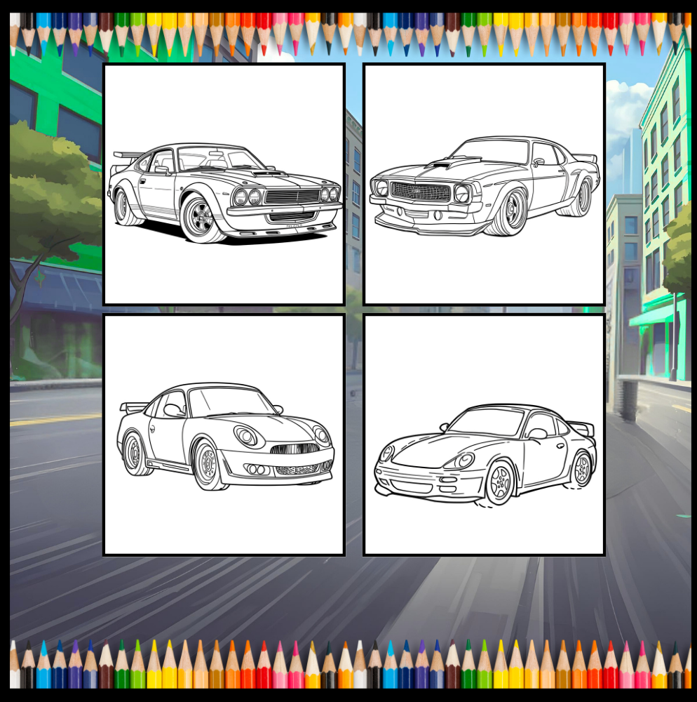 Modified Cars Coloring Book for Adults Men Women Kids Boys Girls Teens Modified Exotic Racing Cars Drift Cars Coloring Activity Book Gift