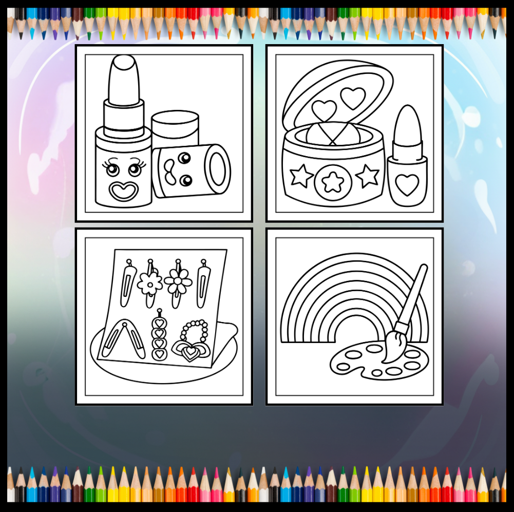 Cool Beauty Stuff Makeup Items Coloring Book for Women Mom Wife Girls Teens Cute and Comfy Fashion Makeup Items Coloring Activity Book