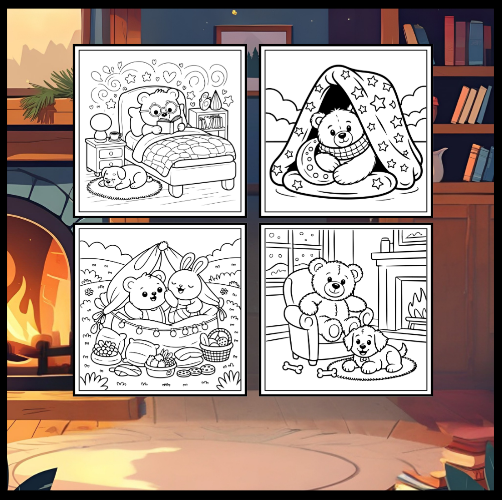 Cute Brown Bear Coloring Book Gift for Adults Kids Men Women Young Boys Girls Teens Cool Cozy Teddy Bear Coloring Activity Book for Children