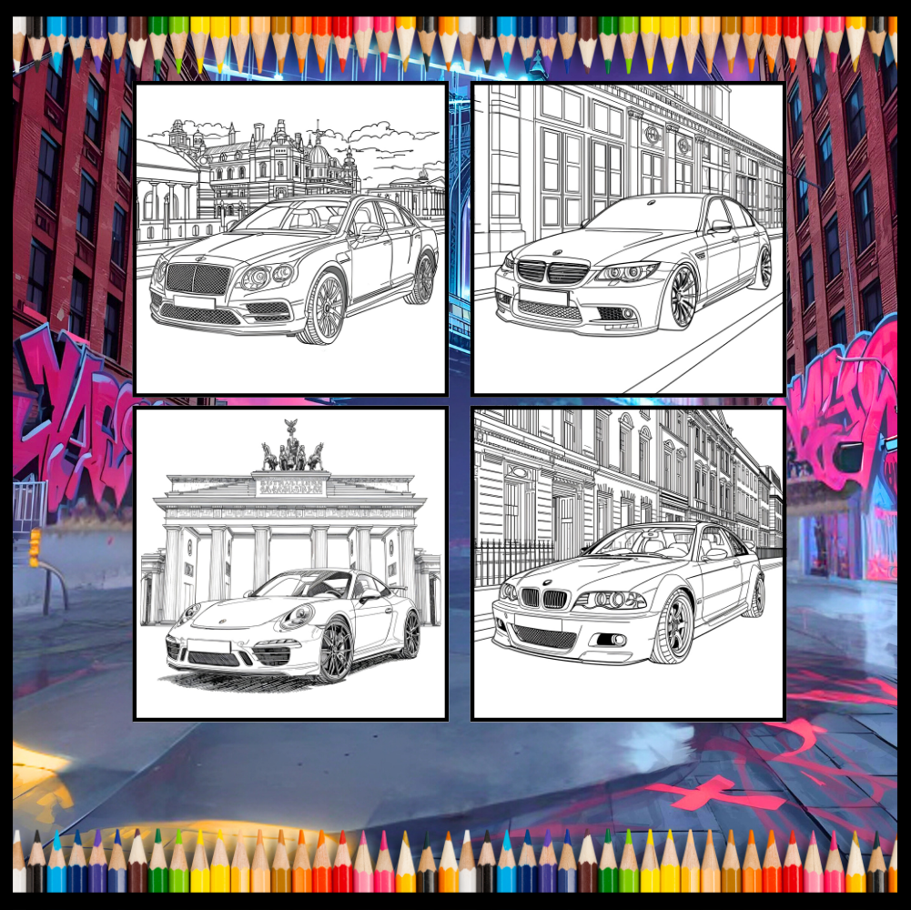 Modified Cars Coloring Book for Adults Men Women Kids Boys Girls Teens Drift Cars Coloring Activity Book Gift Modified Exotic Racing Cars