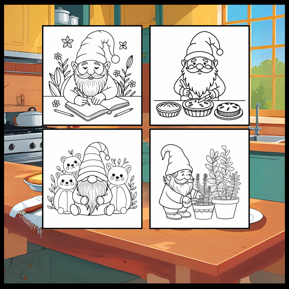 Cozy and Comfy Garden Gnomes Coloring Book Gift for Adults Men Women Kids Young Boys Girls Teens Cute Enchanted Gnome Coloring Pages Book