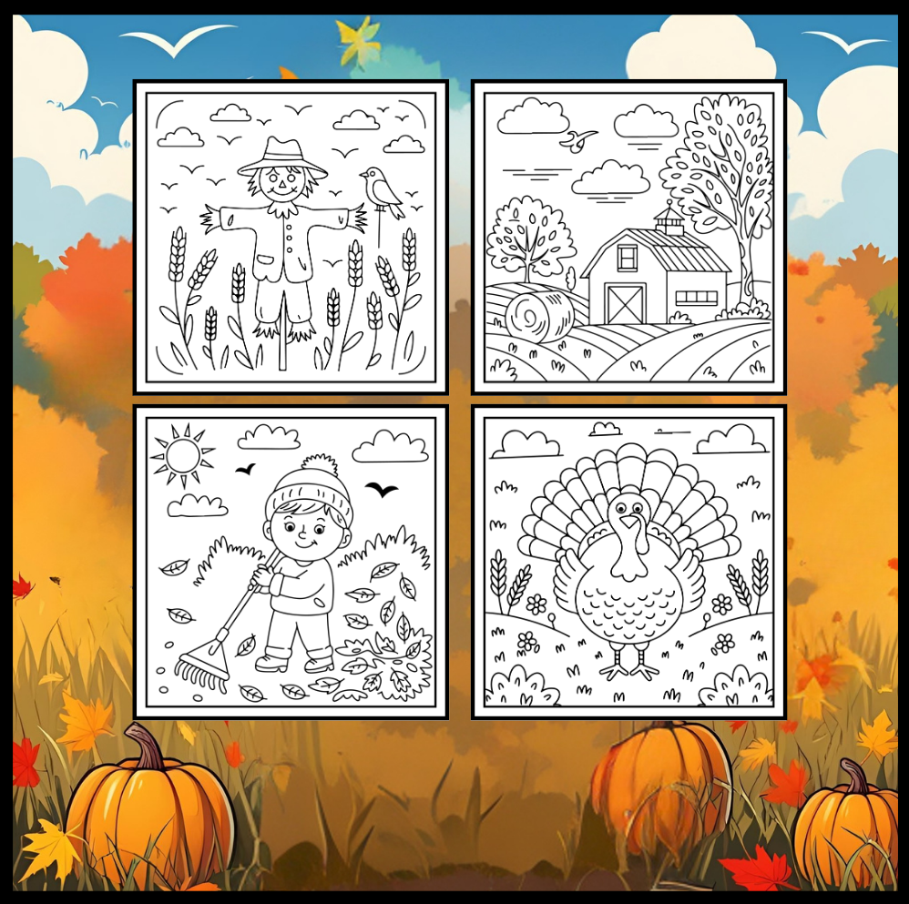 Cute and Cozy Fall Days Vibes Coloring Book for Adults Men Women Kids Boys Girls Teens Super Cute Simple Fall Bold and Easy Coloring Book