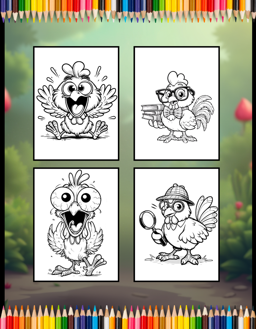 Cute Funny Chicken Coloring Book Gift for Adults Kids Boys Girls Teens Bold and Easy Chicken Bird Coloring Sheets for Children Relaxation