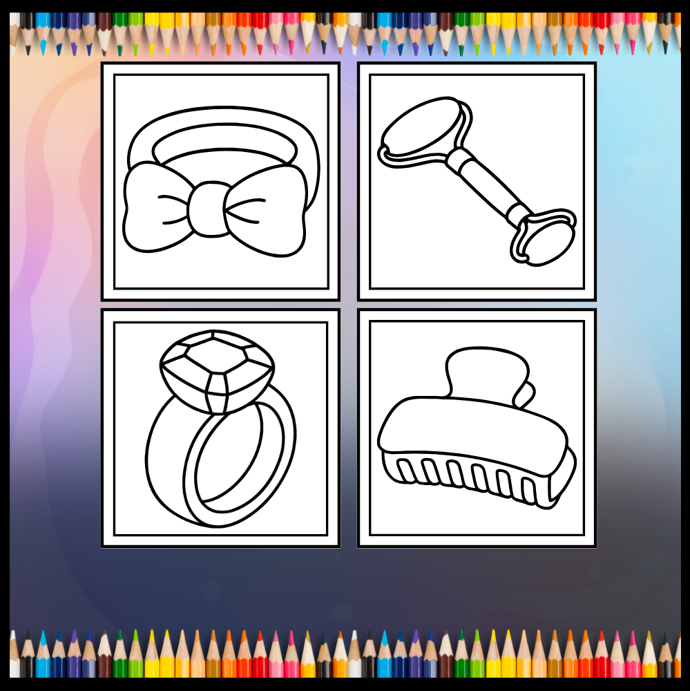 Cool Beauty Stuff Makeup Items Coloring Book for Women Mom Wife Girls Teens Bold and Easy Cozy Beauty Coloring Pages for Children