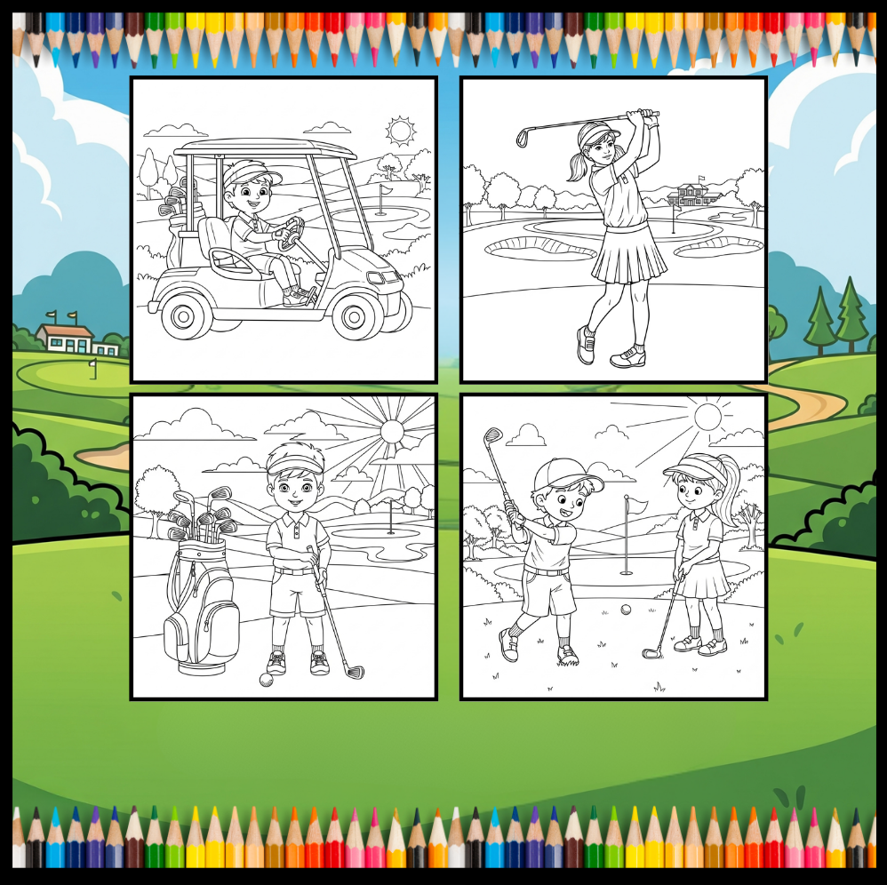 Golf Player Golfer Coloring Book for Adults Men Women Kids Boys Girls Teens Youth Single Sided Golfing Coloring Activity Book for Children