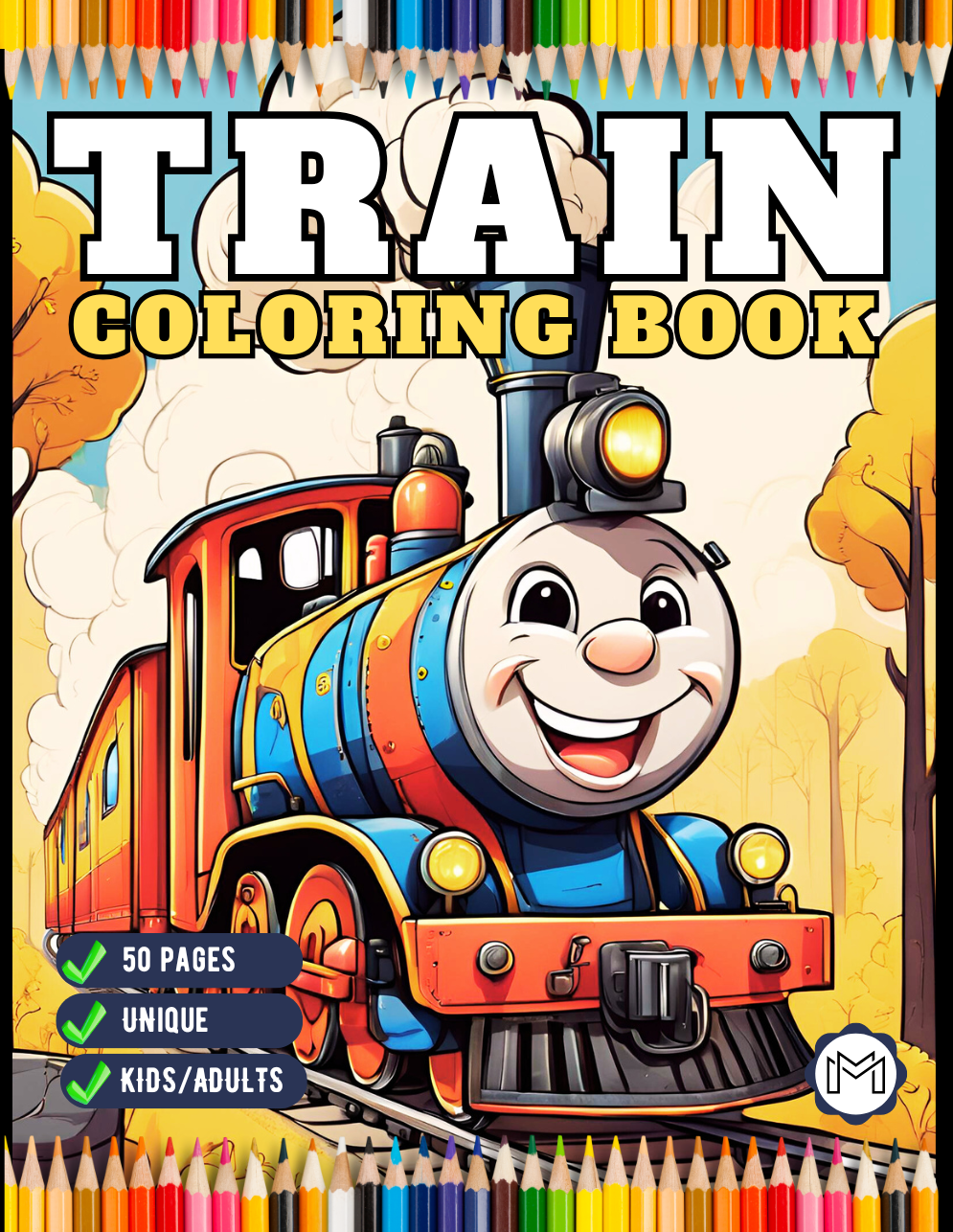 50 Pages Train Locomotive Enthusiasts Coloring Book Gift for Adults Kids Boys Girls Locomotive Train Lover Coloring Activity Book