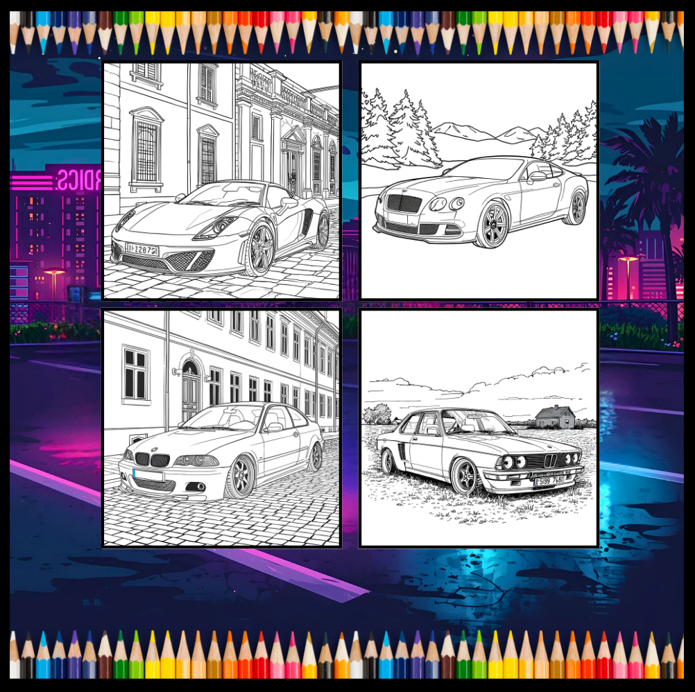 Modified Cars Coloring Book for Adults Men Women Kids Boys Girls Teens Bold Easy Simple Cars Coloring Book Drift Cars Coloring Activity Book