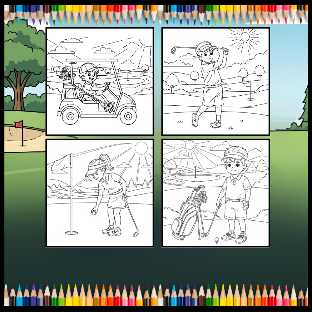 Golf Player Golfer Coloring Book for Adults Men Women Kids Boys Girls Teens Youth Simple Stress Free Relief Coloring Book Golfing Coloring