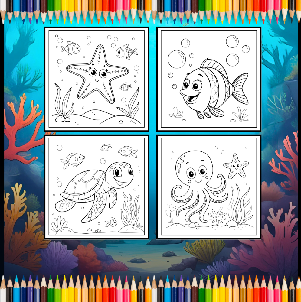 Sea Life Coloring Book for Adults Kids Boys Girls Teens Single Sided Cute Ocean Sea Creatures Coloring Activity Book for Youth Children