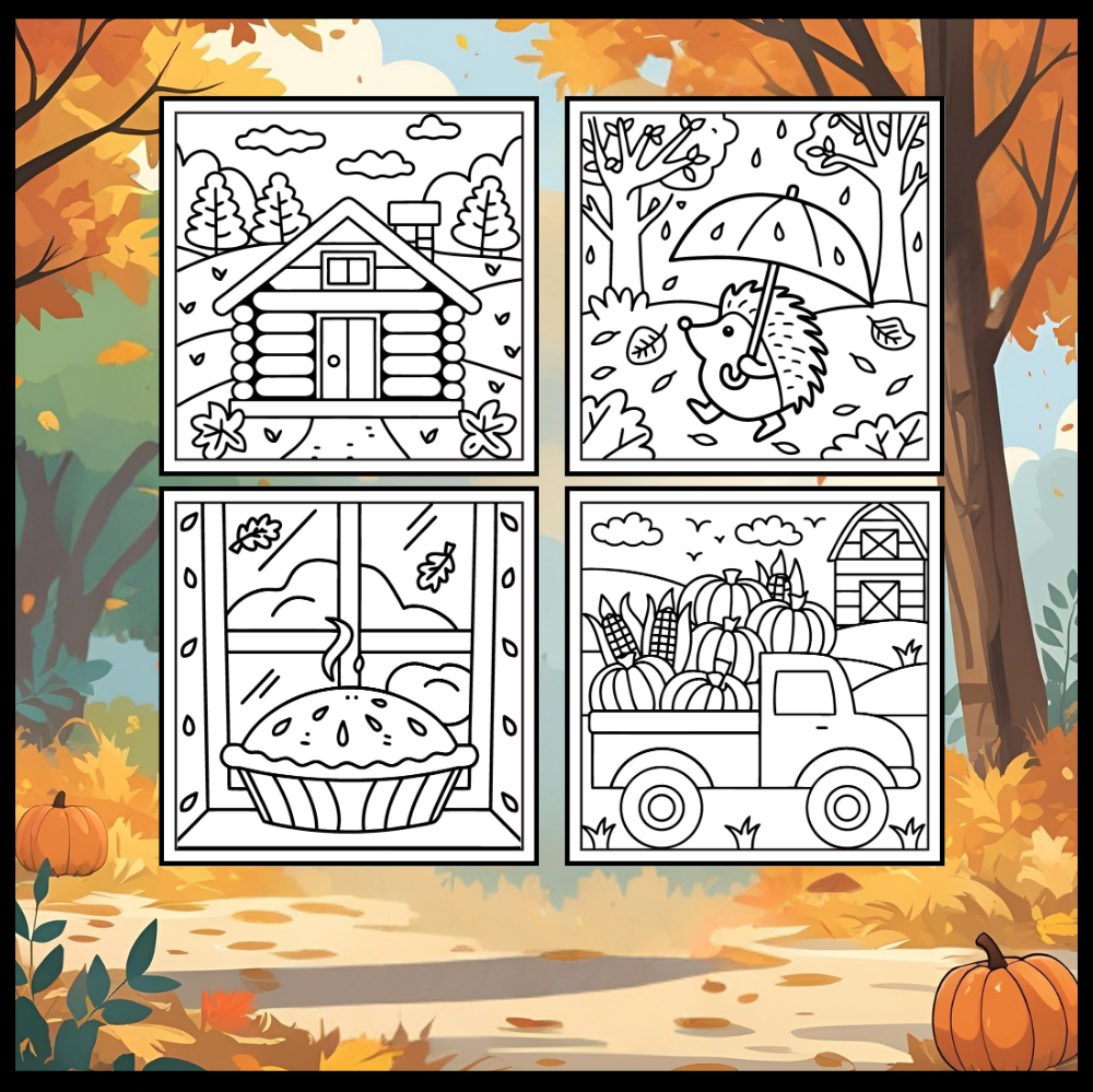 Cute and Cozy Fall Days Vibes Coloring Book for Adults Men Women Kids Boys Girls Teens Super Cute Simple Fall Bold and Easy Coloring Book