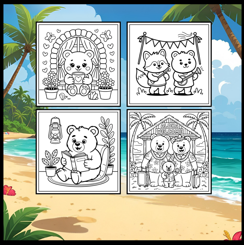 Cute Brown Bear Coloring Book Gift for Adults Kids Men Women Young Boys Girls Teens Cool Cozy Teddy Bear Coloring Activity Book for Children