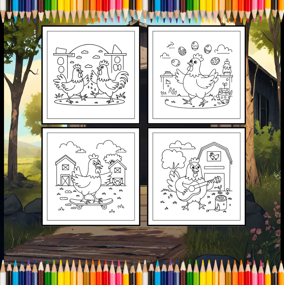 Cute Funny Chicken Coloring Book Gift for Adults Kids Boys Girls Teens Bold and Easy Chicken Bird Coloring Sheets for Children Relaxation