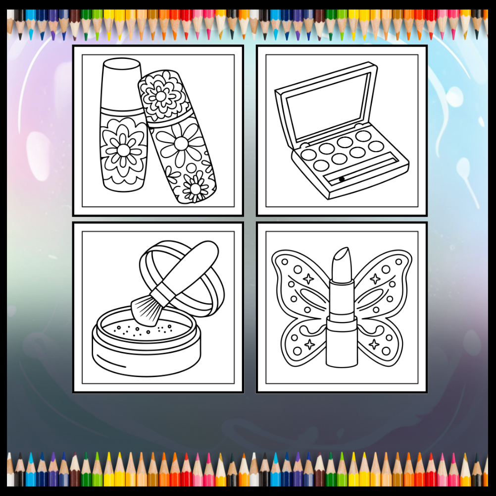 Cool Beauty Stuff Makeup Items Coloring Book for Women Mom Wife Girls Teens Cute Comfy Fashion Makeup Stress Relief Coloring Activity Book