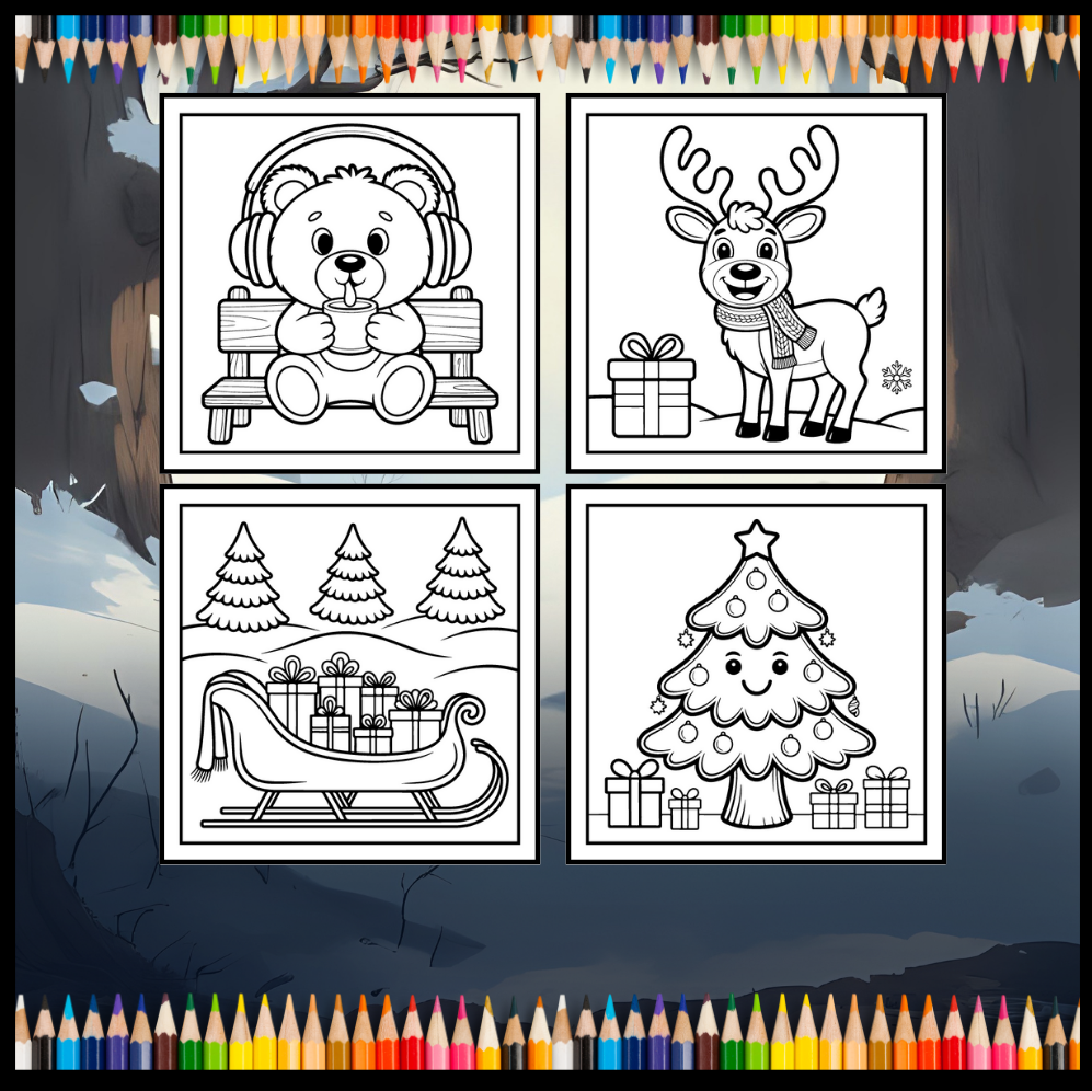 Kawaii Cozy Christmas Coloring Book for Adults Kids Boys Girls Teens Bold and Easy Merry Christmas Activity Coloring Sheets Winter Season