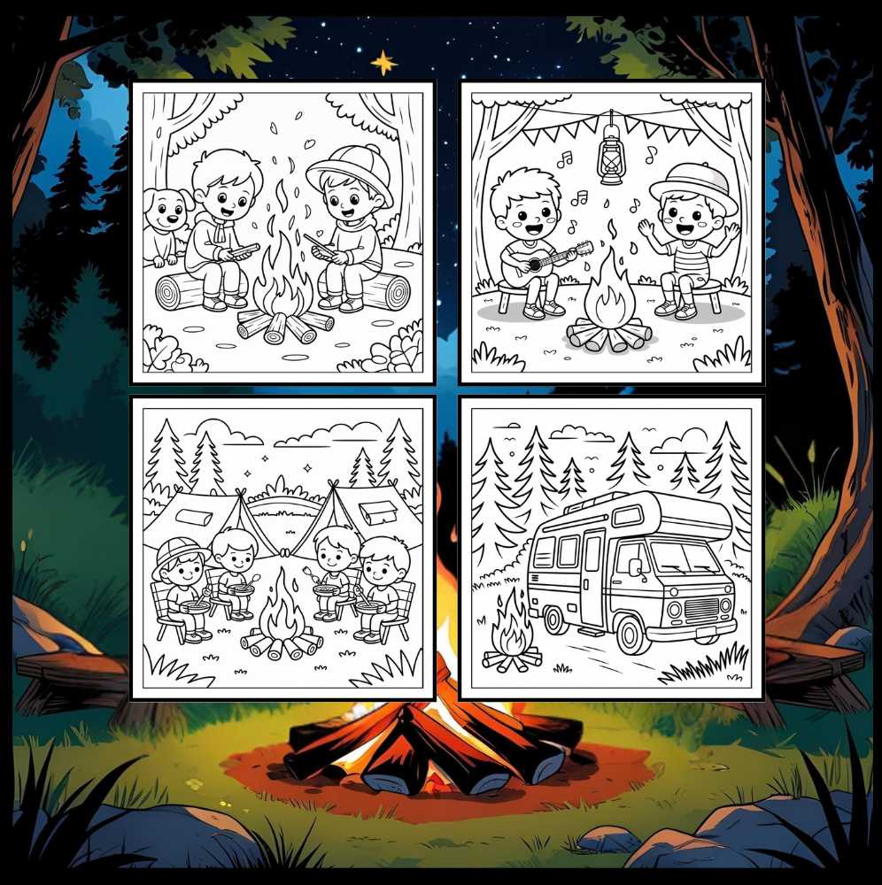 Bold and Easy Cozy Camping Coloring Book Gift for Adults Men Women Kids Boys Girls Young Teens Summer Camp Camping Coloring Sheets Children