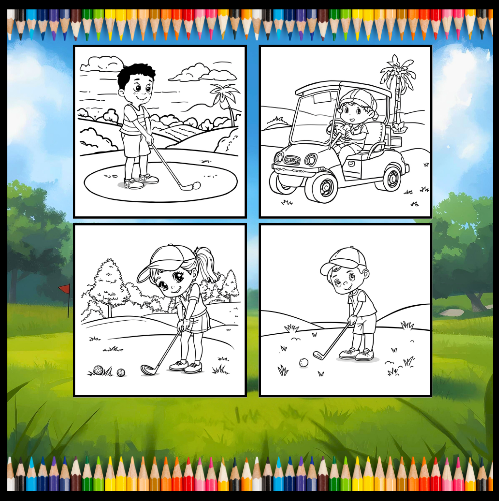 Golf Player Golfer Coloring Book for Adults Men Women Kids Boys Girls Teens Youth Single Sided Golfing Coloring Activity Book for Children