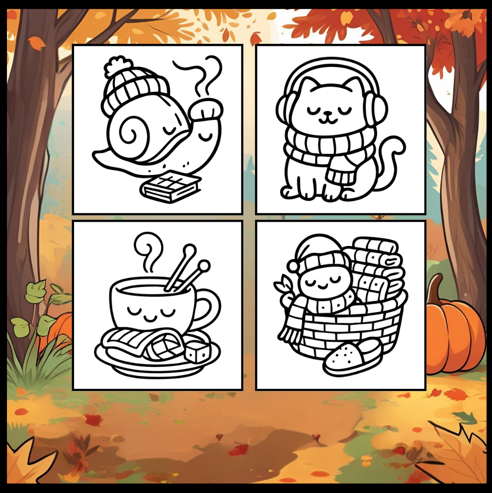 Cute and Cozy Fall Days Vibes Coloring Book for Adults Men Women Kids Boys Girls Teens Super Cute Simple Fall Bold and Easy Coloring Book