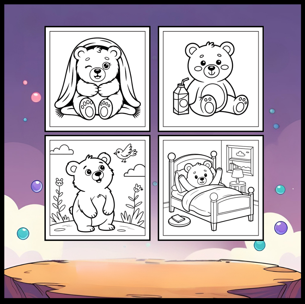 Cute Brown Bear Coloring Book Gift for Adults Kids Men Women Young Boys Girls Teens Cool Cozy Teddy Bear Coloring Activity Book for Children