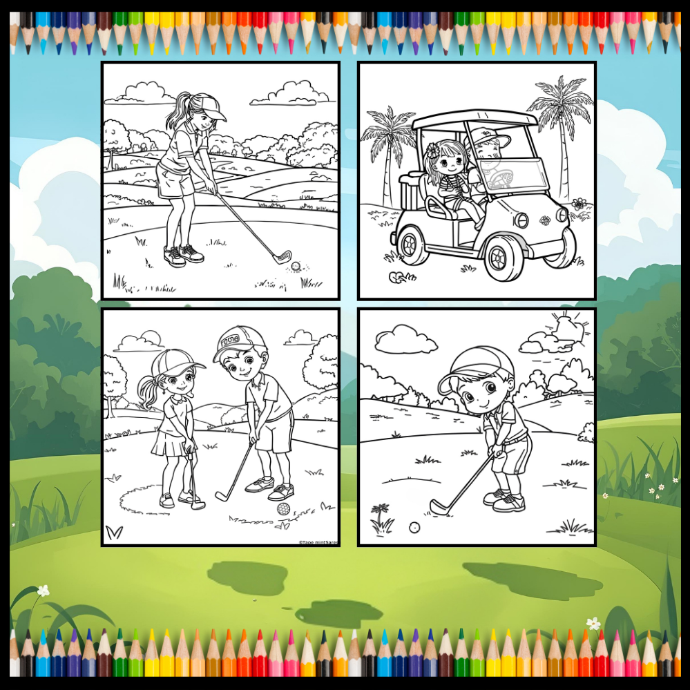 Golf Player Golfer Coloring Book for Adults Men Women Kids Boys Girls Teens Youth Single Sided Golfing Coloring Activity Book for Children