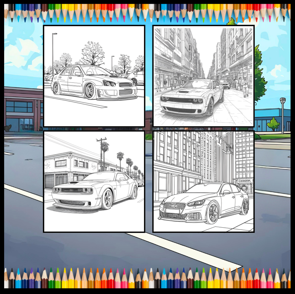 Modified Cars Coloring Book for Adults Men Women Kids Boys Girls Teens Bold Easy Simple Cars Coloring Book Drift Cars Coloring Activity Book