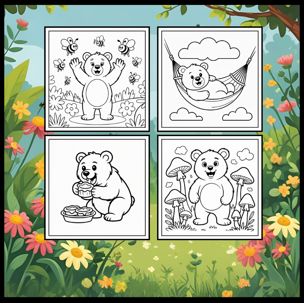 Cute Brown Bear Coloring Book Gift for Adults Kids Men Women Young Boys Girls Teens Cool Cozy Teddy Bear Coloring Activity Book for Children