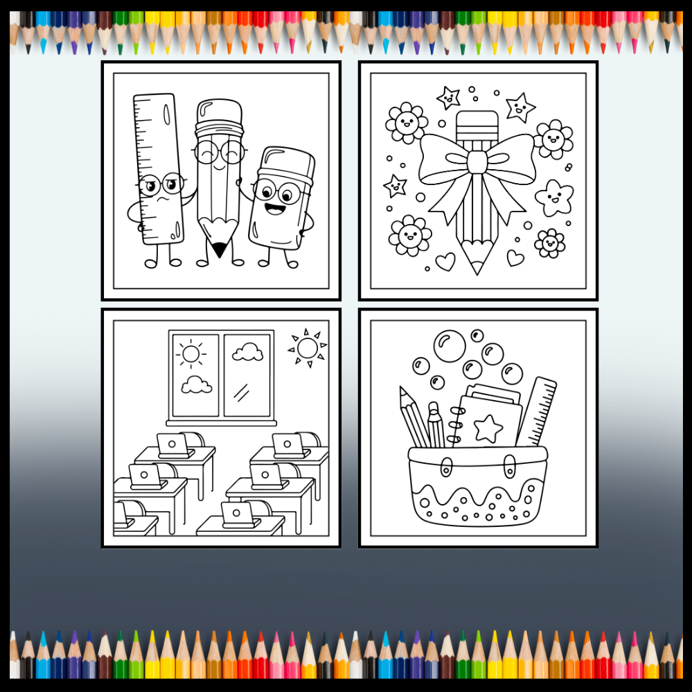 Cool Back to School Coloring Book for Kids Boys Girls Teens Youth 50 Pages Single Sided Back to School Coloring Activity Book for Students