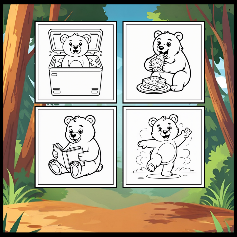 Cute Brown Bear Coloring Book Gift for Adults Kids Men Women Young Boys Girls Teens Cool Cozy Teddy Bear Coloring Activity Book for Children