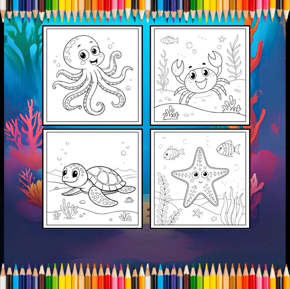 Sea Life Coloring Book for Adults Kids Boys Girls Teens Single Sided Cute Ocean Sea Creatures Coloring Activity Book for Youth Children