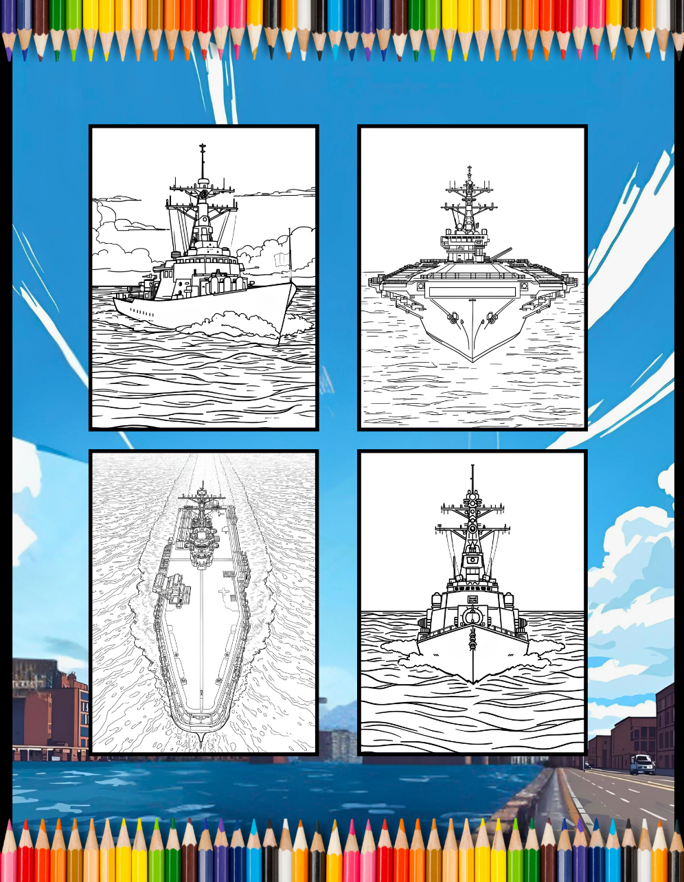 Navy Ship Coloring Book for Adults Men Women Kids Boys Girls Teens Navy Carrier Ship Coloring Sheets Military Navy Coloring Pages Children