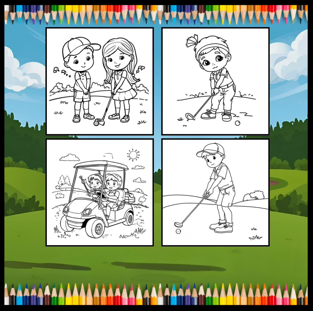 Golf Player Golfer Coloring Book for Adults Men Women Kids Boys Girls Teens Youth Single Sided Golfing Coloring Activity Book for Children