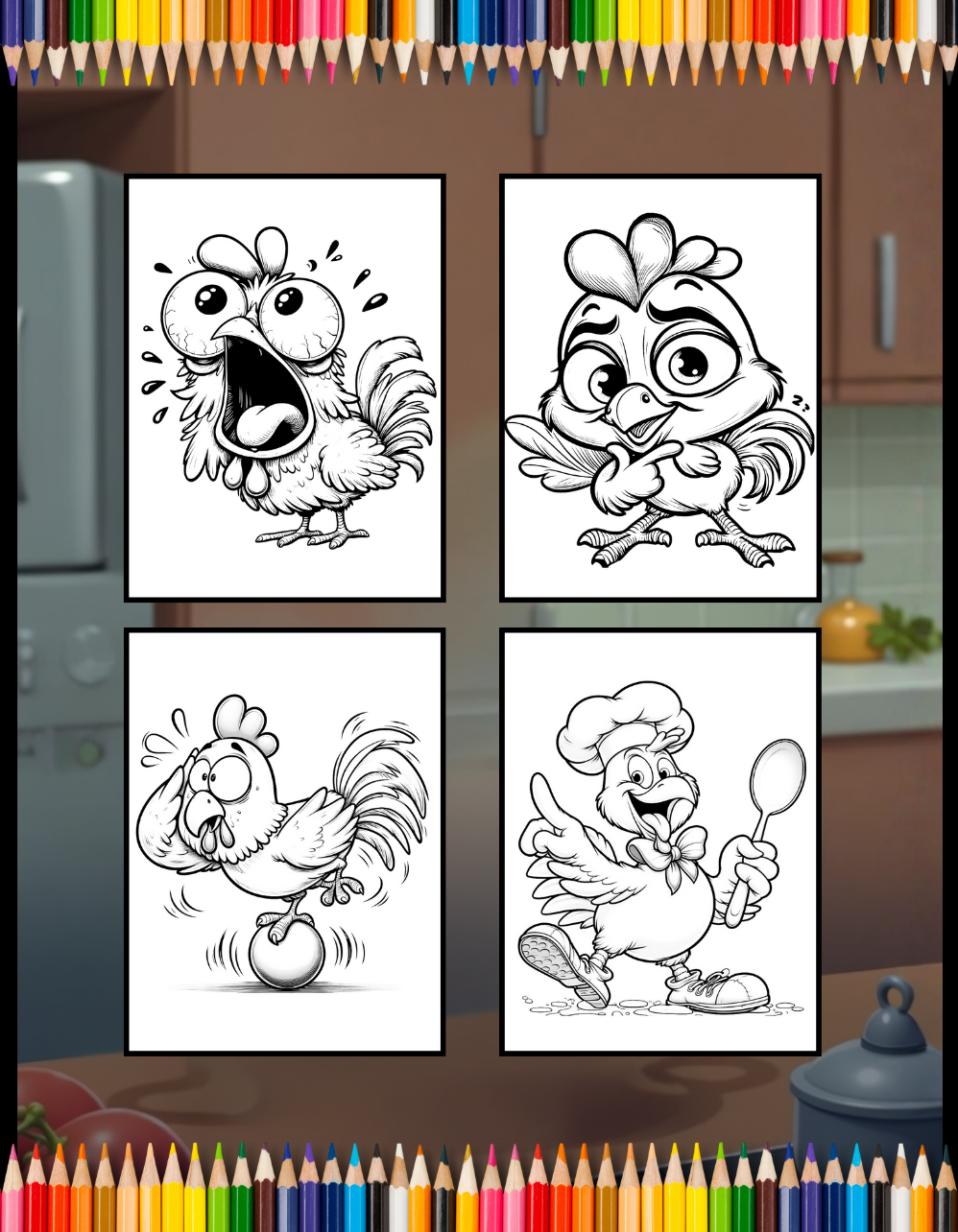 Cute Funny Chicken Coloring Book Gift for Adults Kids Boys Girls Teens Bold and Easy Chicken Bird Coloring Sheets for Children Relaxation