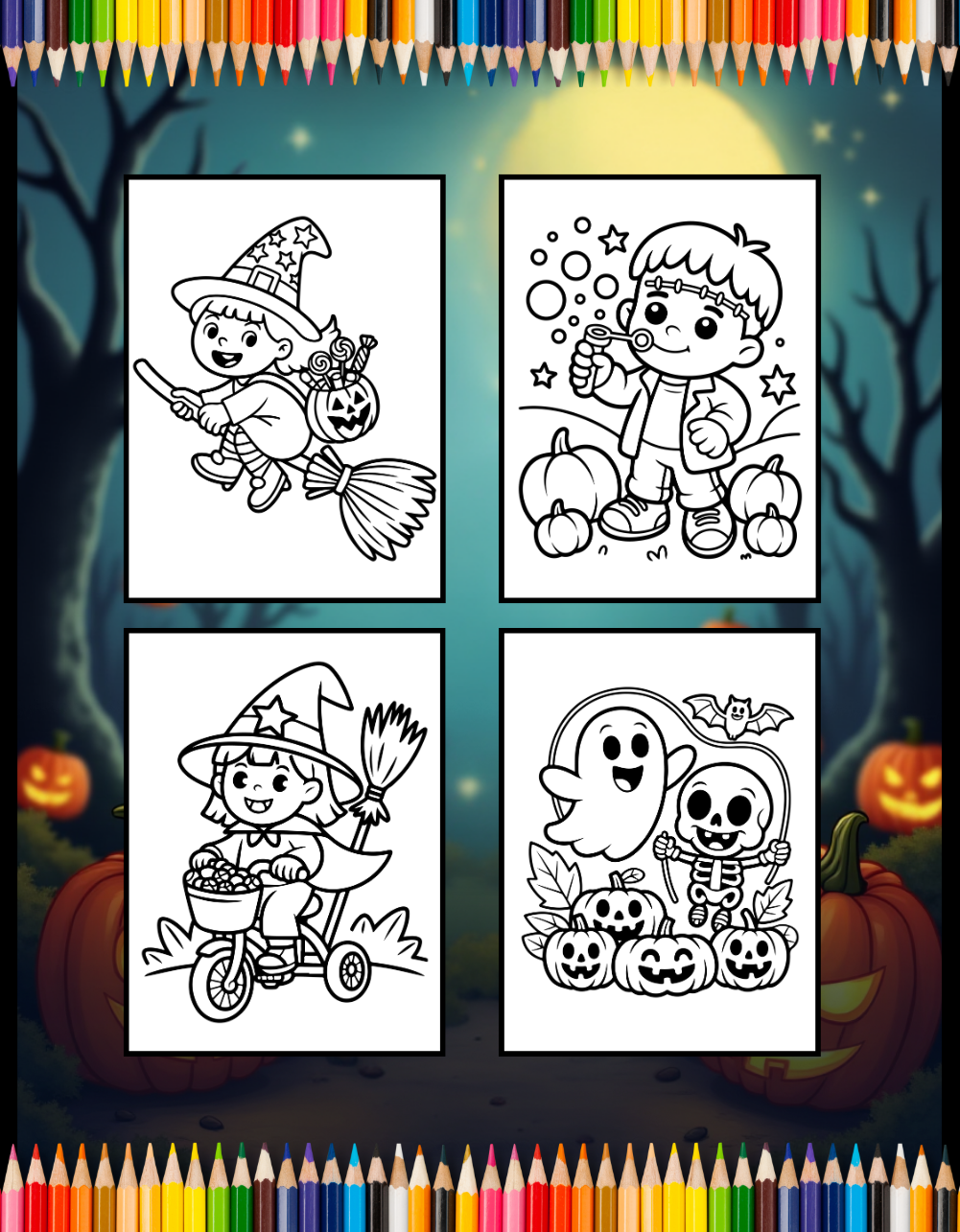 Cute Funny Spooky Halloween Coloring Book for Adults Kids Boys Girls Young Teens Fall Season Halloween Coloring Pages Gift for Children