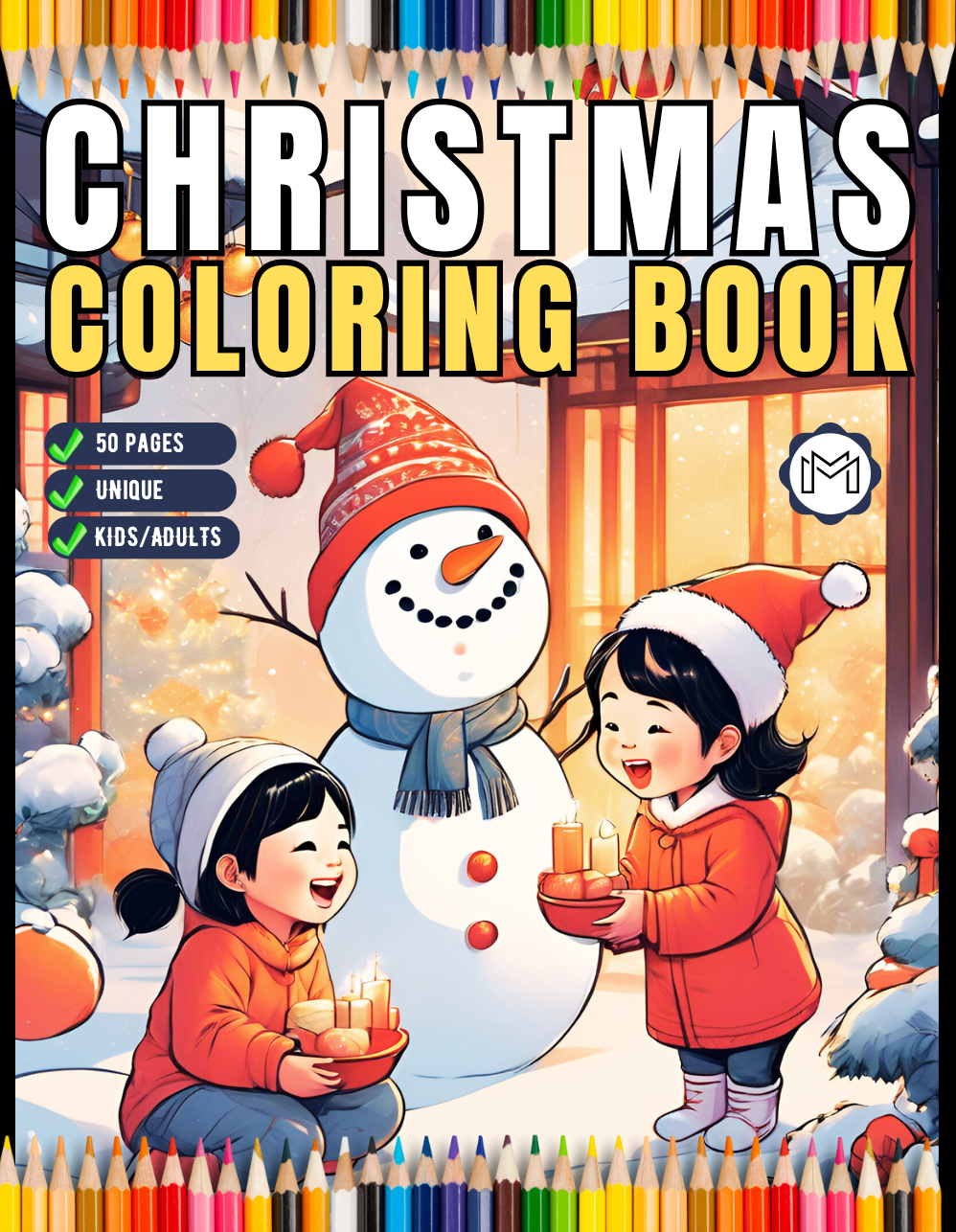 50 Pages Christmas Coloring Book Gift for Adults Men Women Kids Boys Girls Children Cozy Winter Cute Santa Claus Easy Coloring Activity Book