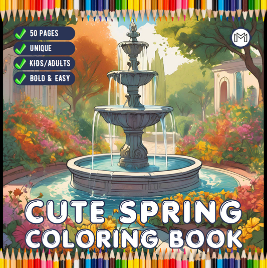 Cute Spring Coloring Book Gift for Adults Men Women Kids Young Boys Girls Teens Youth Bold and Easy Spring Coloring Sheets for Children