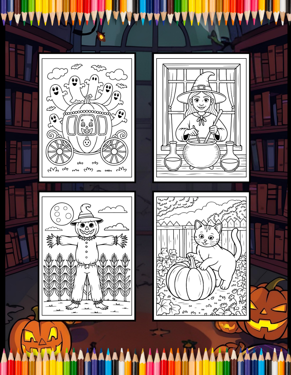 Cute Funny Spooky Halloween Coloring Book Adults Kids Boys Girls Young Teens Halloween Ghost Mummy Witch Scarecrows Coloring Activity Book