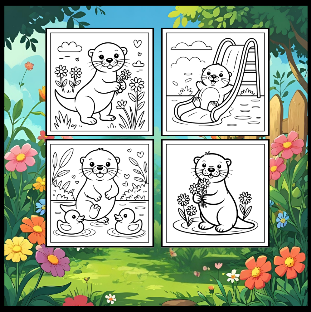 Funny Cute Kawaii Sea Otter Animal Coloring Book Gift for Adults Men Women Kids Boys Girls Teens Cool River Otter Coloring Activity Book