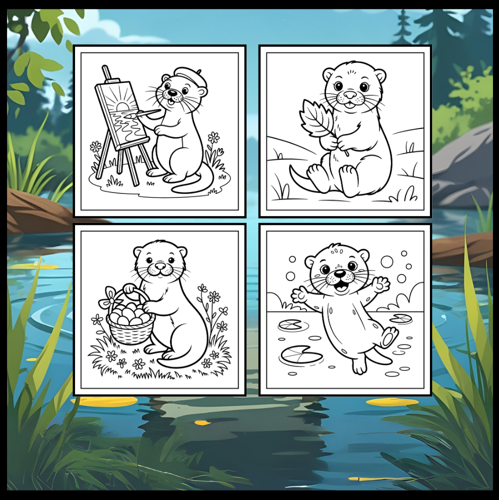 Funny Cute Kawaii Sea Otter Animal Coloring Book Gift for Adults Men Women Kids Boys Girls Teens Cool River Otter Coloring Activity Book