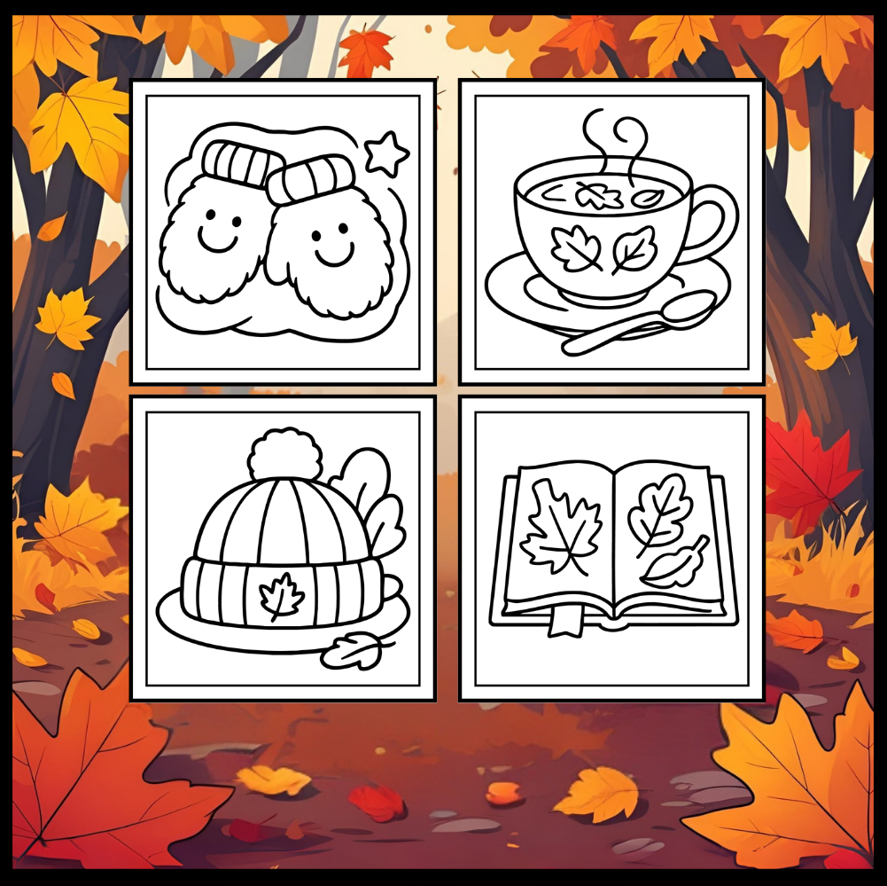 Cute and Cozy Fall Days Vibes Coloring Book for Adults Men Women Kids Boys Girls Teens Halloween and Fall Comfy and Cozy Fall Season Theme