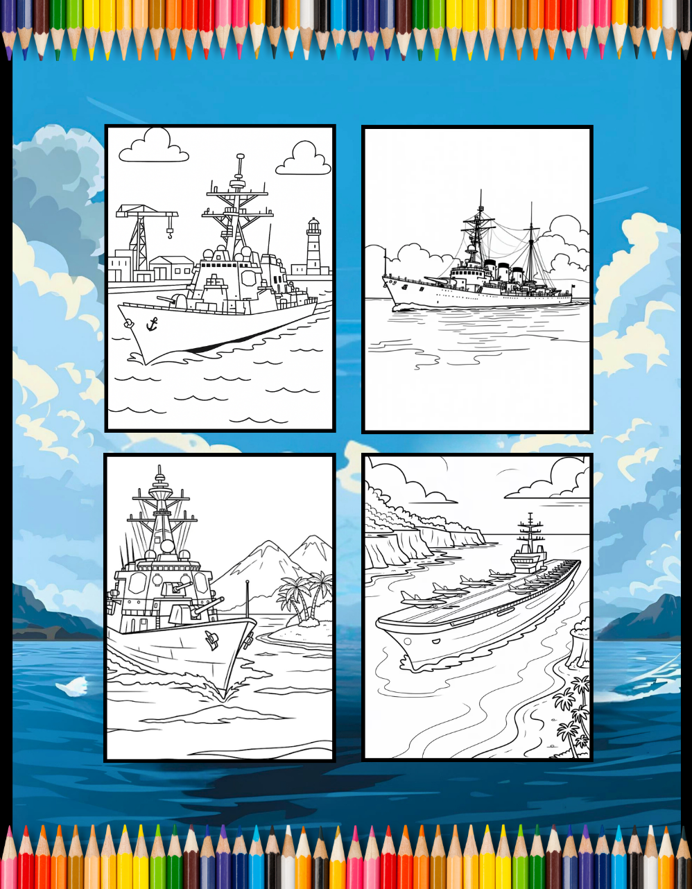 Navy Ship Coloring Book for Adults Men Women Kids Boys Girls Teens Military Navy Coloring Pages Children Navy Carrier Ship Coloring Sheets