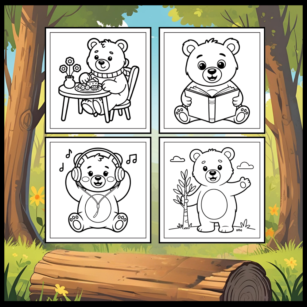 Cute Brown Bear Coloring Book Gift for Adults Kids Men Women Young Boys Girls Teens Cool Cozy Teddy Bear Coloring Activity Book for Children