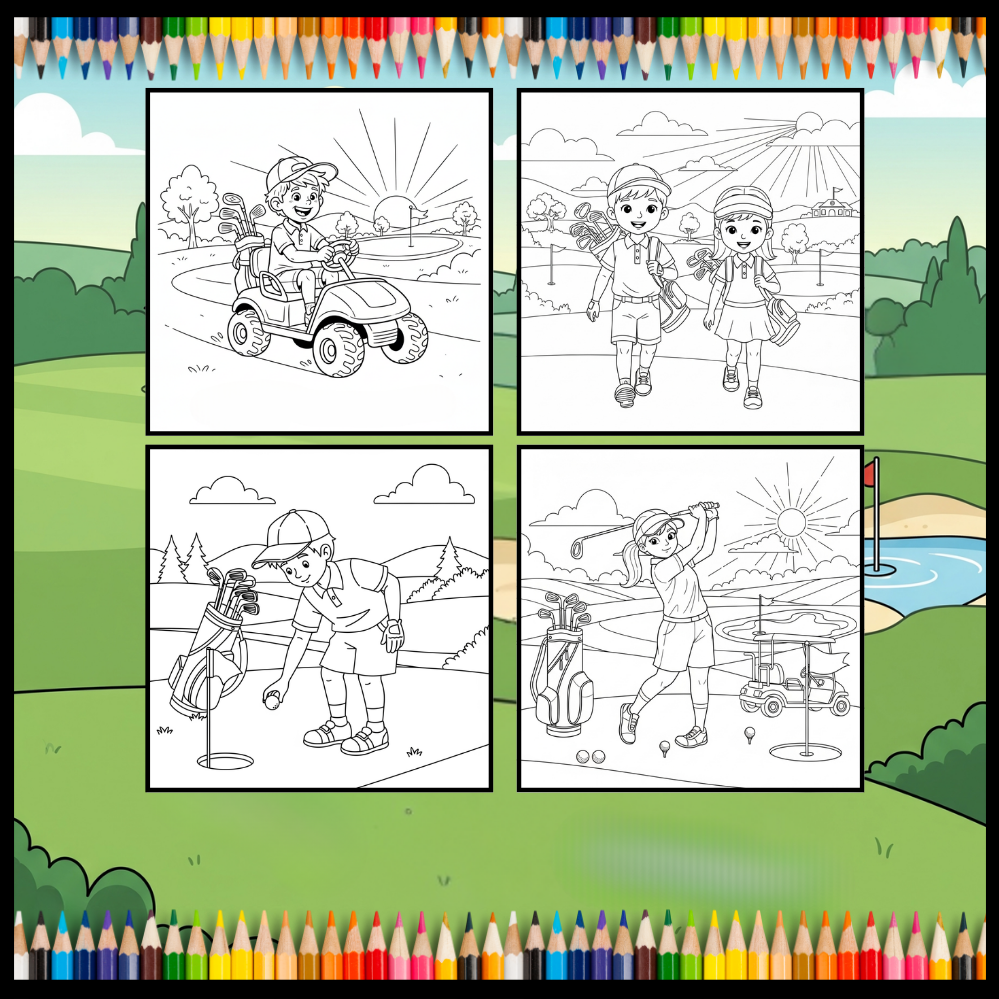 Golf Player Golfer Coloring Book for Adults Men Women Kids Boys Girls Teens Youth Single Sided Golfing Coloring Activity Book for Children