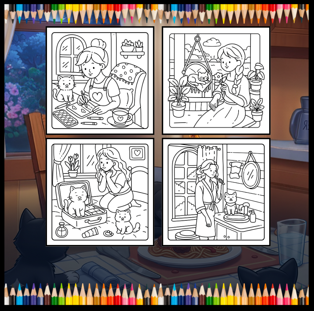 Cute Cat Mom Coloring Book for Adults Men Women Kids Boys Girls Young Teens Cozy Kitten Kitty Mom Coloring Activity Book for Cat Lovers